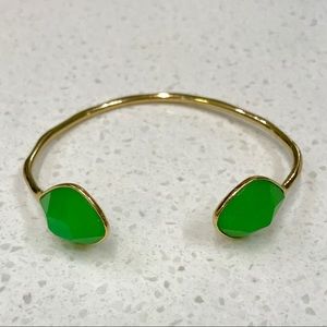 STELLA & DOT Open Gold/Green Cuff Bracelet